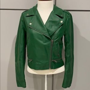 Green faux leather jacket size small forever21